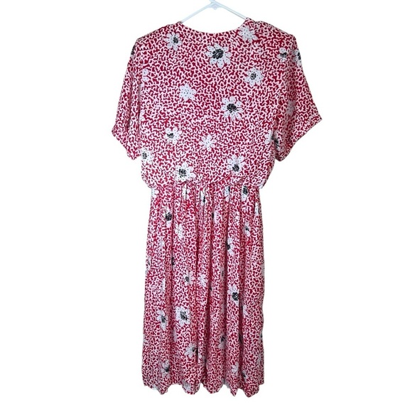 Vintage 80s Miss Oops California Floral Print Midi Dress Flowy Cottagecore Lrg - Picture 2 of 7